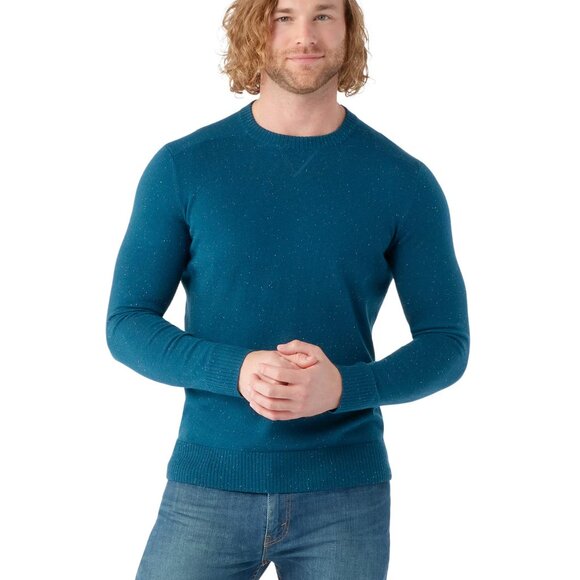 NWOT Smartwool 2025 Sparwood Crew Sweater L Twilight Blue Donegal Merino Wool - Picture 1 of 6